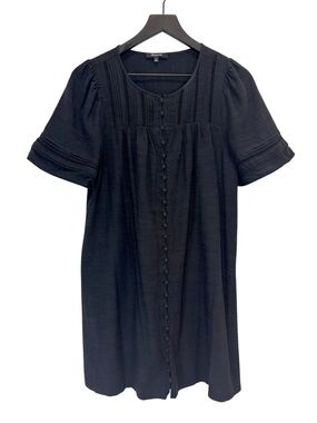MADEWELL Black Cotton Blend Button Front Mini Dress